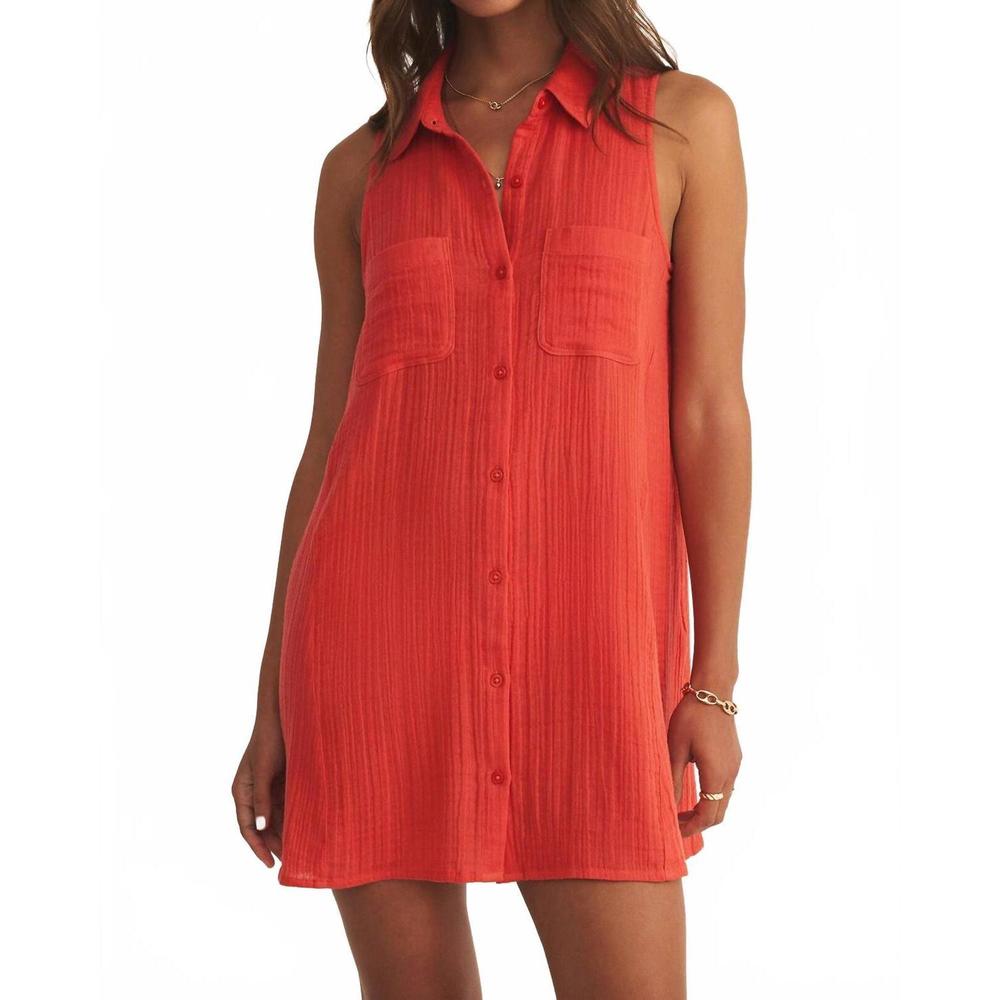 Z Supply Coral Sleeveless Button-Front Mini Dress